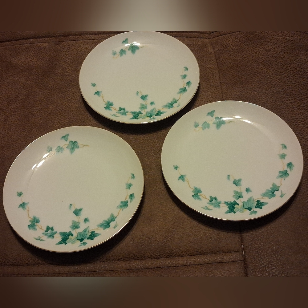 Vintage 1970s Sango Caprice Japanese Bread And Butter Plates Ivy Design Set Of 3